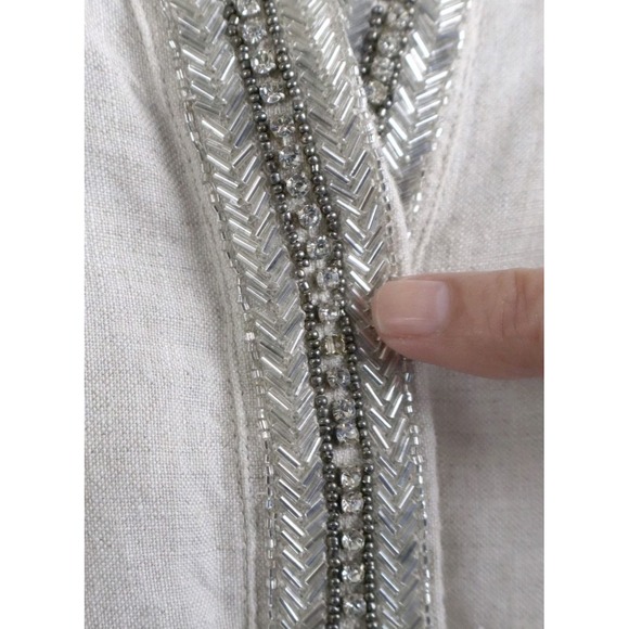 Chicos $169 Khaki Rhinestone Linen Tunic Maxi Dress 3 US16/18 Resort Costal Boho - Picture 7 of 10